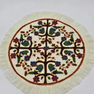 روميزي پته دوزي گرد طرح طوطي