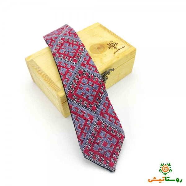کراوات سوزندوزی زرشکی بلوچی پرکار