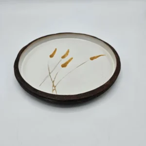 سینی سفالی گرد طرح گندم