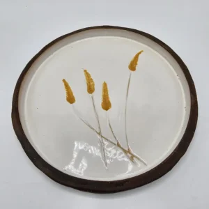سینی سفالی گرد طرح گندم