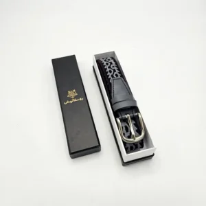 کمربند دستبافت وریس طرح خال نال طوسی-مشکی