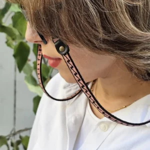 بند عینک وریس طرح اره صورتی-مشکی