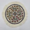 رومیزی پته دوزی کوچک گرد گیاهی صورتی-نارنجی