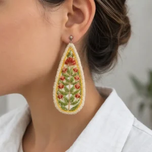 گوشواره پته‌دوزی طرح سرو سهی