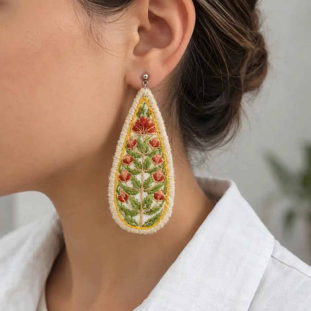 گوشواره پتهدوزی طرح سرو سهی