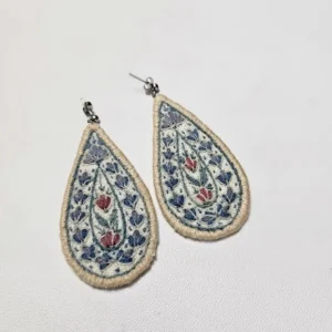 گوشواره پتهدوزی طرح سرو آبی
